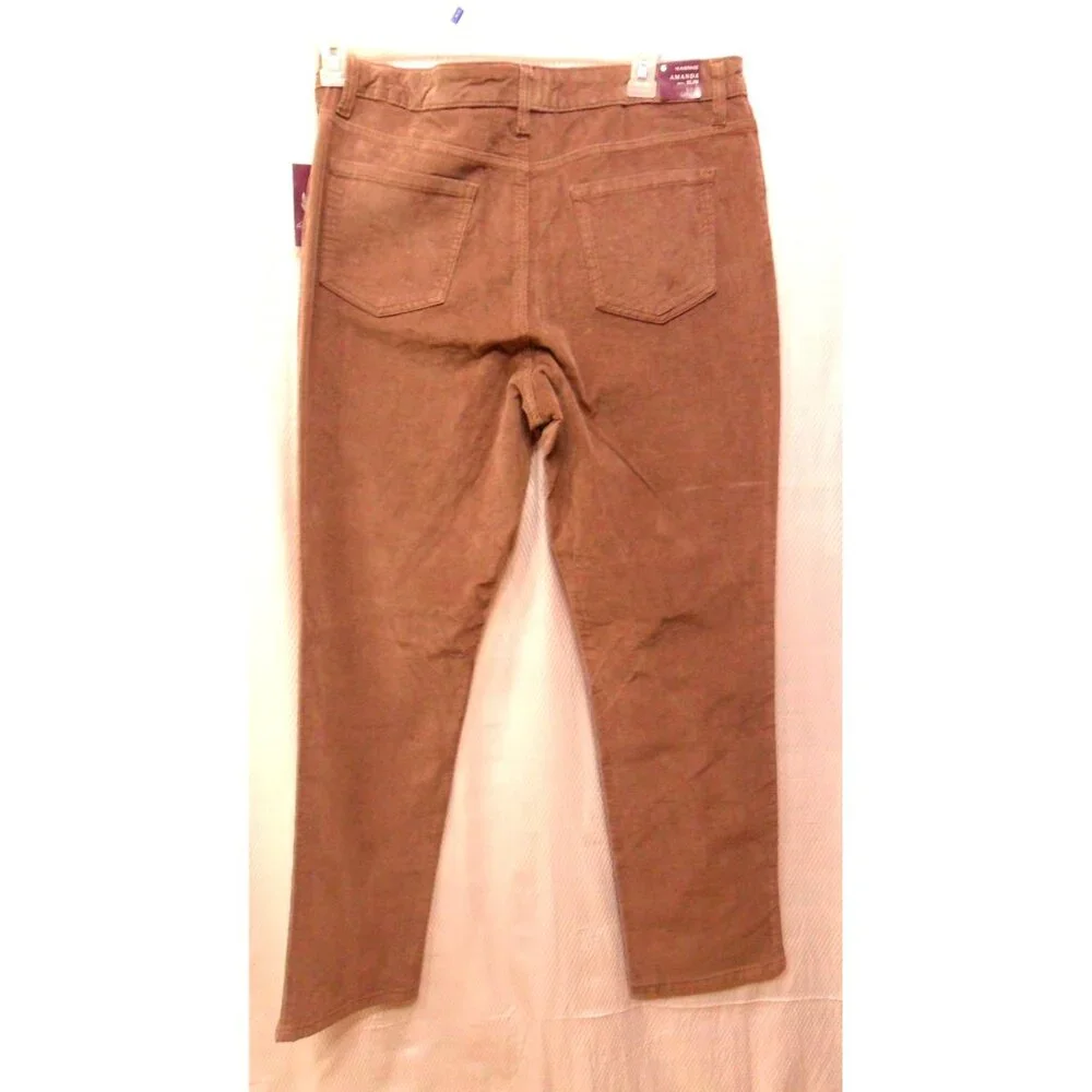 NWT Gloria Vanderbilt Amanda Slim Leg Jeans Smokey Mocha Size 16 Average Flex St - Picture 2 of 11